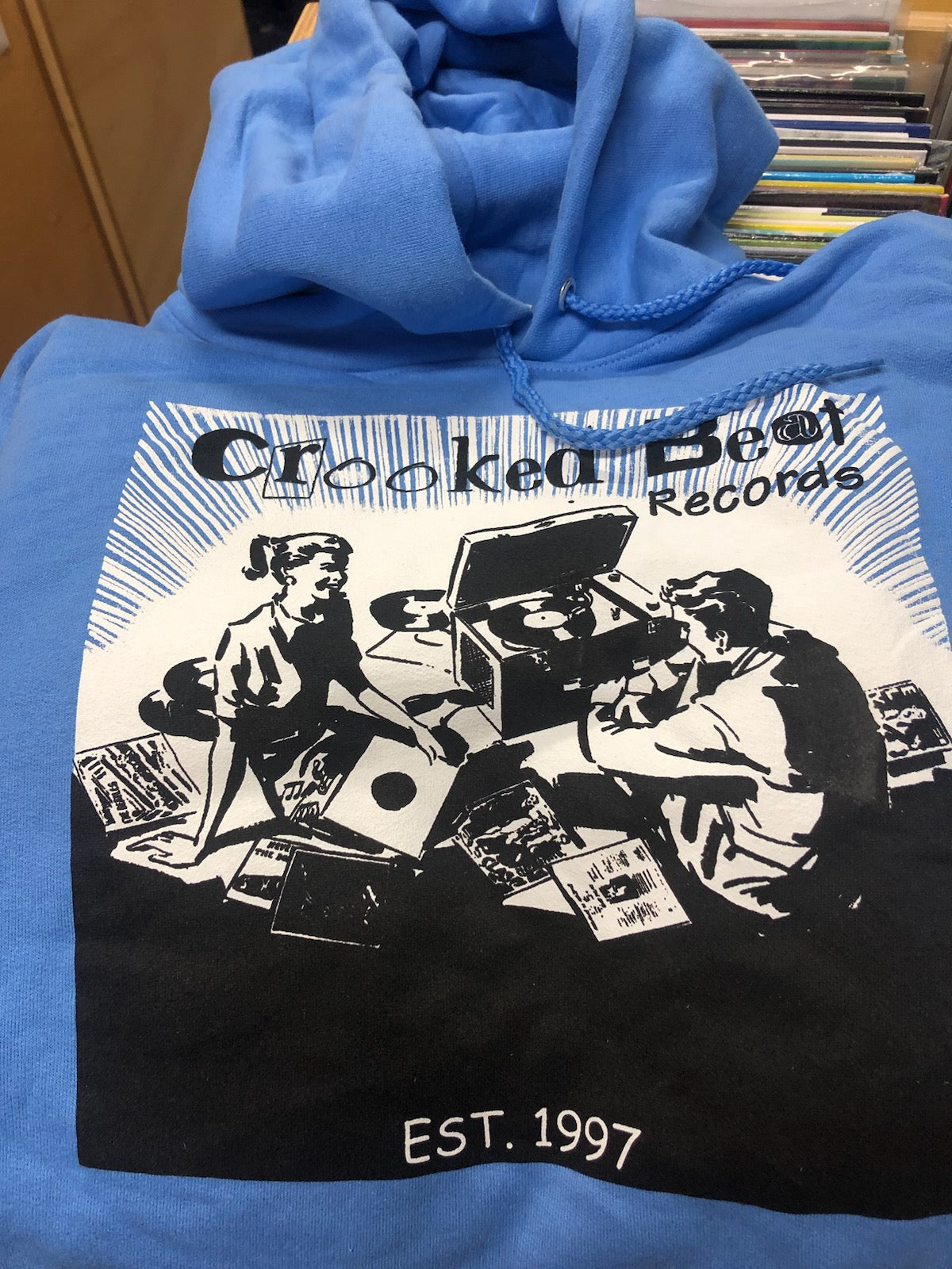 Crooked Beat Records Hoodie Blue
