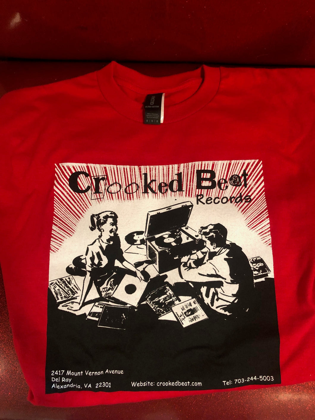 Crooked Beat Records Short Sleeved Shirt - Red